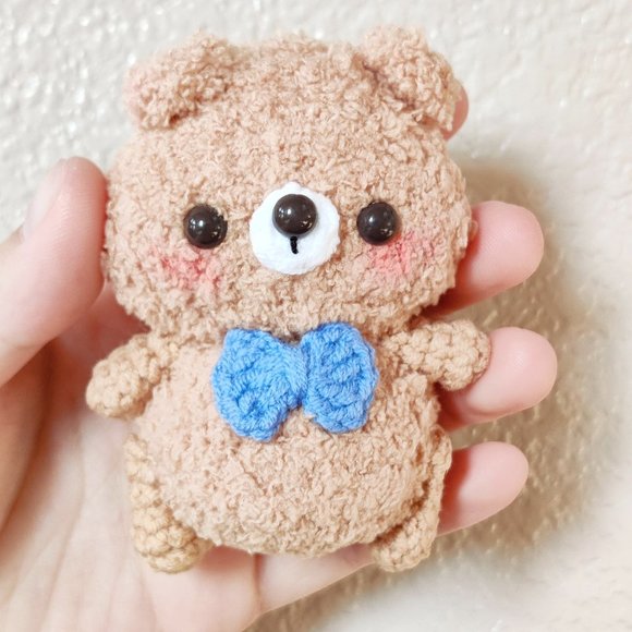 Handmade Crochet Teddy Bear Toy in Beggie Jumpsuit and Pom-Pom Hat main image 1